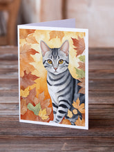 Load image into Gallery viewer, American Shorthair Cat in Fall Leaves Greeting Cards - Blank Note Cards – 8-Pack of Artist-Designed Cards with Envelopes