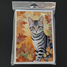 Load image into Gallery viewer, American Shorthair Cat in Fall Leaves Greeting Cards - Blank Note Cards – 8-Pack of Artist-Designed Cards with Envelopes