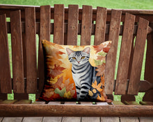 Load image into Gallery viewer, American Shorthair Cat in Fall Leaves Throw Pillow - 14x14 Decorative Pillow – Art for Your Home &amp; Patio