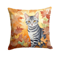 Load image into Gallery viewer, American Shorthair Cat in Fall Leaves Throw Pillow - 14x14 Decorative Pillow – Art for Your Home &amp; Patio