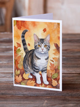 Load image into Gallery viewer, American Wirehair Cat in Fall Leaves Greeting Cards - Blank Note Cards – 8-Pack of Artist-Designed Cards with Envelopes