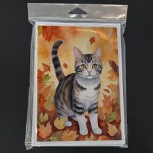 Load image into Gallery viewer, American Wirehair Cat in Fall Leaves Greeting Cards - Blank Note Cards – 8-Pack of Artist-Designed Cards with Envelopes