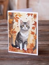Load image into Gallery viewer, American Wirehair Cat in Fall Leaves Greeting Cards - Blank Note Cards – 8-Pack of Artist-Designed Cards with Envelopes