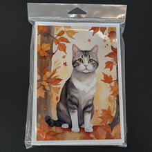 Load image into Gallery viewer, American Wirehair Cat in Fall Leaves Greeting Cards - Blank Note Cards – 8-Pack of Artist-Designed Cards with Envelopes