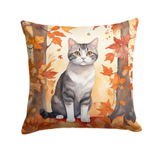 Load image into Gallery viewer, American Wirehair Cat in Fall Leaves Throw Pillow