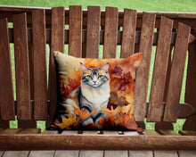 Load image into Gallery viewer, Aphrodite Giant Cat in Fall Leaves Throw Pillow - 14x14 Decorative Pillow – Art for Your Home &amp; Patio