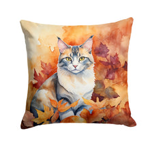 Load image into Gallery viewer, Aphrodite Giant Cat in Fall Leaves Throw Pillow - 14x14 Decorative Pillow – Art for Your Home &amp; Patio