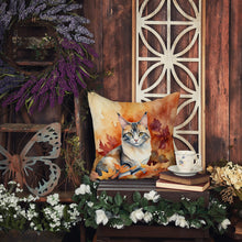 Load image into Gallery viewer, Aphrodite Giant Cat in Fall Leaves Throw Pillow