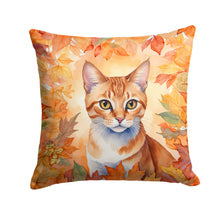Load image into Gallery viewer, Arabian Mau Cat in Fall Leaves Throw Pillow - 14x14 Decorative Pillow – Art for Your Home &amp; Patio
