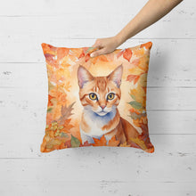 Load image into Gallery viewer, Arabian Mau Cat in Fall Leaves Throw Pillow
