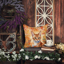 Load image into Gallery viewer, Arabian Mau Cat in Fall Leaves Throw Pillow