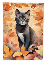 Load image into Gallery viewer, Asian Cat in Fall Leaves House Flag