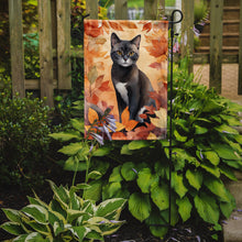 Load image into Gallery viewer, Asian Cat Fall Garden Flag - Cat in Fall Leaves - Cat-Themed Seasonal Yard Decor