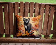 Load image into Gallery viewer, Asian Cat in Fall Leaves Throw Pillow - 14x14 Decorative Pillow – Art for Your Home &amp; Patio