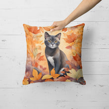 Load image into Gallery viewer, Asian Cat in Fall Leaves Throw Pillow