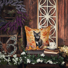 Load image into Gallery viewer, Asian Cat in Fall Leaves Throw Pillow