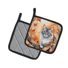 Load image into Gallery viewer, Australian Mist Cat in Fall Leaves Pot Holders - Set of 2 Decorative Kitchen Helpers | Made in the USA