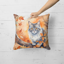 Load image into Gallery viewer, Australian Mist Cat in Fall Leaves Throw Pillow
