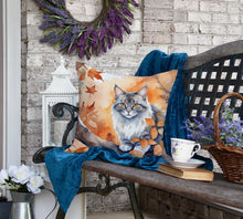 Load image into Gallery viewer, Australian Mist Cat in Fall Leaves Throw Pillow