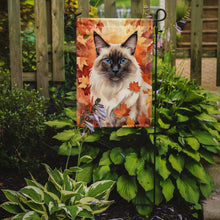 Load image into Gallery viewer, Balinese Cat Fall Garden Flag - Cat in Fall Leaves - Cat-Themed Seasonal Yard Decor
