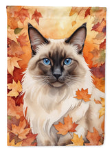 Load image into Gallery viewer, Balinese Cat Fall Garden Flag - Cat in Fall Leaves - Cat-Themed Seasonal Yard Decor