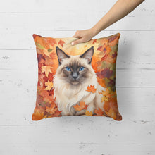 Load image into Gallery viewer, Balinese Cat in Fall Leaves Throw Pillow
