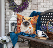 Load image into Gallery viewer, Balinese Cat in Fall Leaves Throw Pillow
