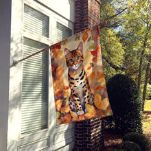 Load image into Gallery viewer, Bengal Cat in Fall Leaves House Flag