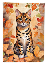 Load image into Gallery viewer, Bengal Cat in Fall Leaves House Flag