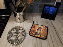 Load image into Gallery viewer, Bengal Cat in Fall Leaves Pot Holders - Set of 2 Decorative Kitchen Helpers | Made in the USA