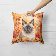 Load image into Gallery viewer, Birman Cat in Fall Leaves Throw Pillow