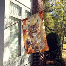 Load image into Gallery viewer, British Longhair Cat in Fall Leaves House Flag