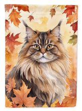 Load image into Gallery viewer, British Longhair Cat in Fall Leaves House Flag