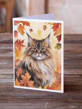 Load image into Gallery viewer, British Longhair Cat in Fall Leaves Greeting Cards - Blank Note Cards – 8-Pack of Artist-Designed Cards with Envelopes