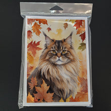 Load image into Gallery viewer, British Longhair Cat in Fall Leaves Greeting Cards - Blank Note Cards – 8-Pack of Artist-Designed Cards with Envelopes