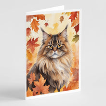 Load image into Gallery viewer, British Longhair Cat in Fall Leaves Greeting Cards - Blank Note Cards – 8-Pack of Artist-Designed Cards with Envelopes