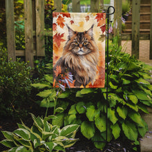 Load image into Gallery viewer, British Longhair Fall Garden Flag - Cat in Fall Leaves - Cat-Themed Seasonal Yard Decor