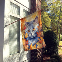 Load image into Gallery viewer, British Shorthair Cat in Fall Leaves House Flag