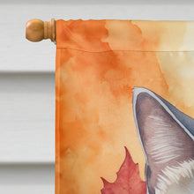 Load image into Gallery viewer, British Shorthair Cat in Fall Leaves House Flag