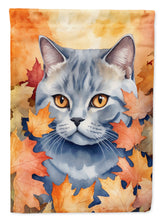 Load image into Gallery viewer, British Shorthair Cat in Fall Leaves House Flag