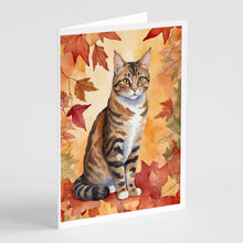 Load image into Gallery viewer, California Spangled Cat in Fall Leaves Greeting Cards - Blank Note Cards – 8-Pack of Artist-Designed Cards with Envelopes
