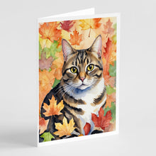 Load image into Gallery viewer, California Spangled Cat in Fall Leaves Greeting Cards - Blank Note Cards – 8-Pack of Artist-Designed Cards with Envelopes