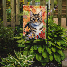 Load image into Gallery viewer, California Spangled Fall Garden Flag - Cat in Fall Leaves - Cat-Themed Seasonal Yard Decor