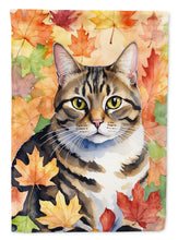 Load image into Gallery viewer, California Spangled Fall Garden Flag - Cat in Fall Leaves - Cat-Themed Seasonal Yard Decor