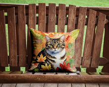 Load image into Gallery viewer, California Spangled Cat in Fall Leaves Throw Pillow - 14x14 Decorative Pillow – Art for Your Home &amp; Patio