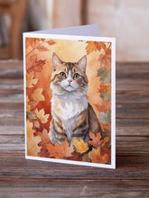 Load image into Gallery viewer, Chantilly Tiffany Cat in Fall Leaves Greeting Cards - Blank Note Cards – 8-Pack of Artist-Designed Cards with Envelopes