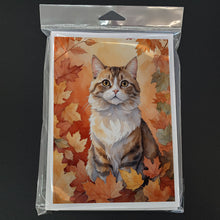 Load image into Gallery viewer, Chantilly Tiffany Cat in Fall Leaves Greeting Cards - Blank Note Cards – 8-Pack of Artist-Designed Cards with Envelopes