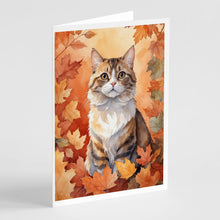 Load image into Gallery viewer, Chantilly Tiffany Cat in Fall Leaves Greeting Cards - Blank Note Cards – 8-Pack of Artist-Designed Cards with Envelopes