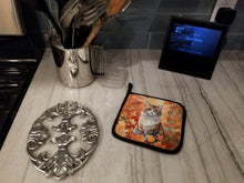 Load image into Gallery viewer, Chantilly Tiffany Cat in Fall Leaves Pot Holders - Set of 2 Decorative Kitchen Helpers | Made in the USA