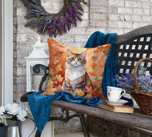 Load image into Gallery viewer, Chantilly Tiffany Cat in Fall Leaves Throw Pillow